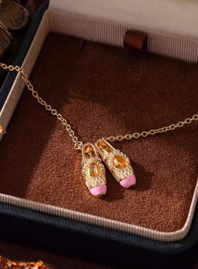 韩版芭蕾舞鞋碎钻项链小众设计女