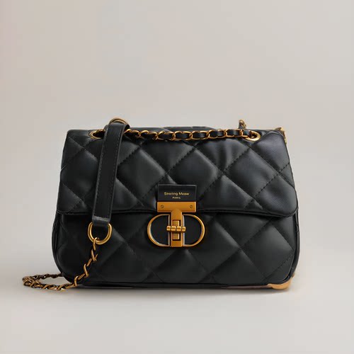 原创小方包菱格绣线链条单肩斜挎