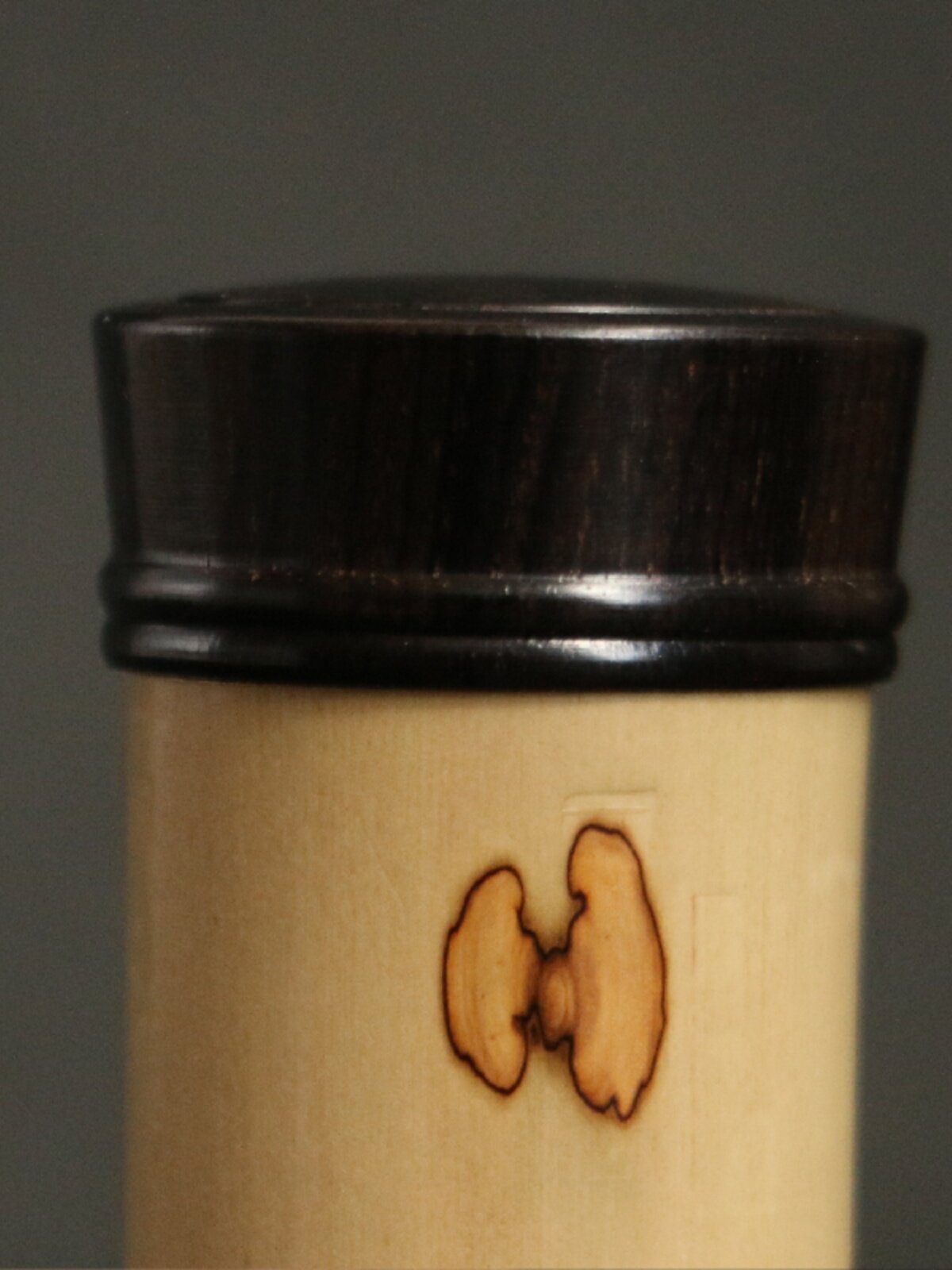 蝴蝶花斑竹苏工精工制作黑檀木螺纹口盖牙签筒一泡茶茶叶罐把件竹