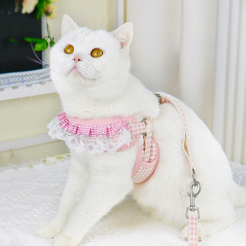猫咪牵引绳宠物胸背带背心式防挣脱遛猫绳溜猫链子春夏猫绳子外出