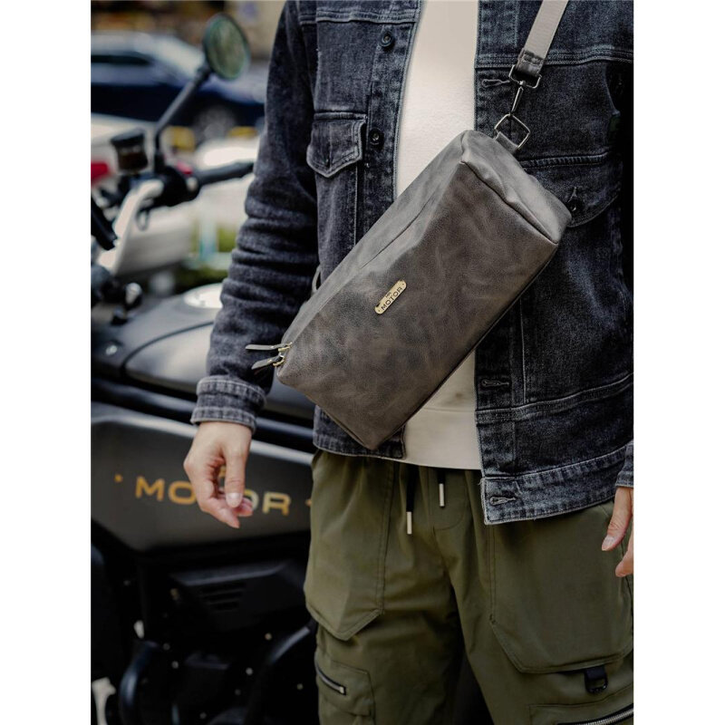 复斜古机车摩28605托车阿美包咔叽包男女单肩挎胸软骑行腰包