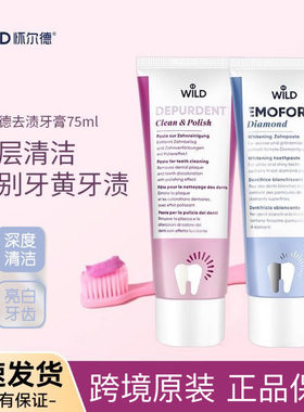 Wild怀尔德瑞士钻石粉牙膏抛光亮白护龈去黄牙垢含氟防蛀去渍75ml
