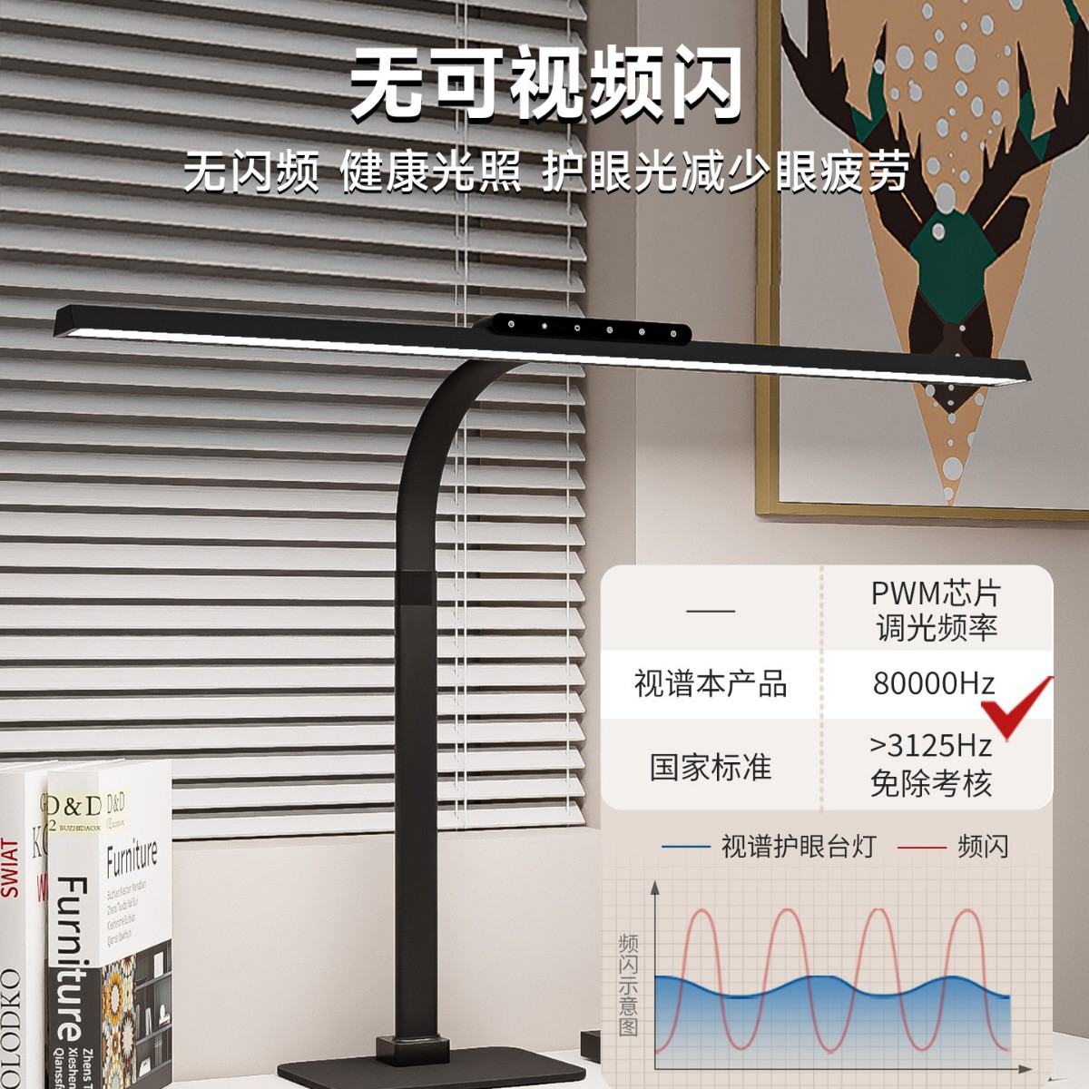 视谱儿童学习护眼灯学生书桌全桌面电脑办公灯工作光谱大台灯