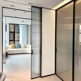 极简口袋门内嵌式推拉门吊轨折叠门移门铝木室内厨房卫生间门电动