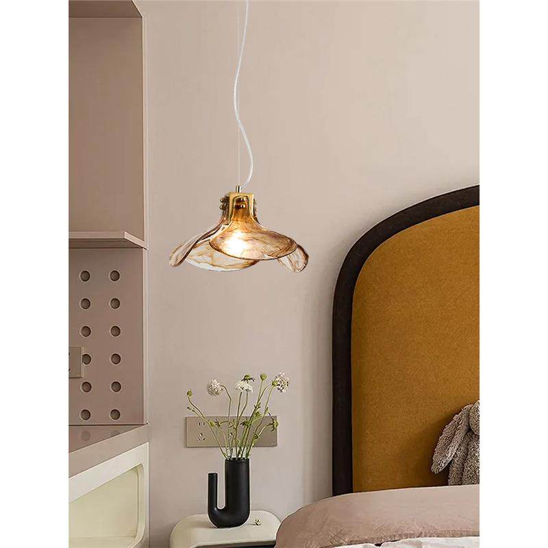 复古小众餐厅吊灯布艺玻璃日式简约个性温馨床头小吊灯商铺吧台灯