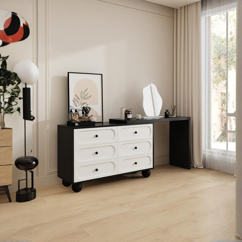 梳妆台卧室简约2024新款中古现代收纳柜斗柜一体床边柜化妆桌高档