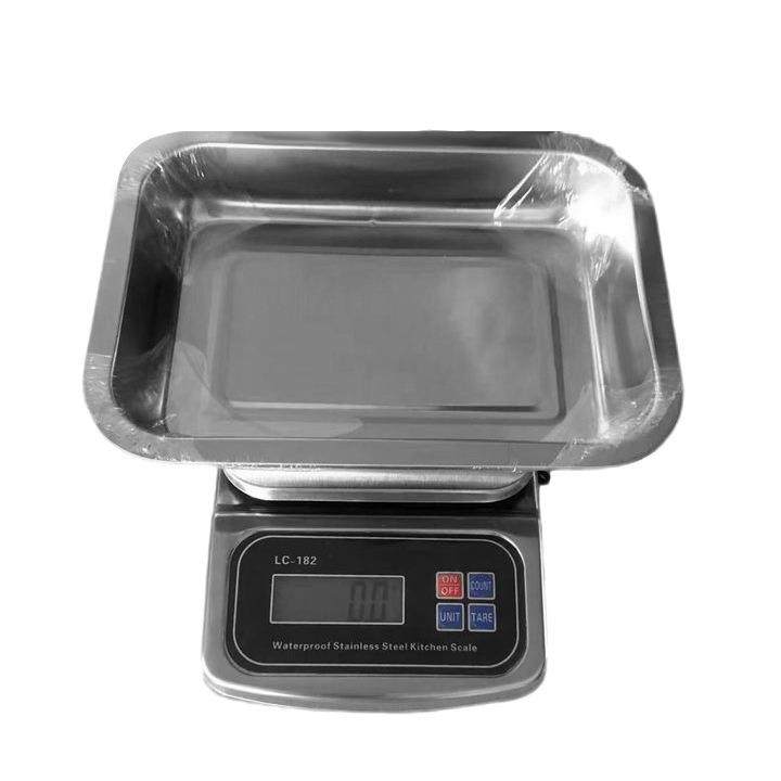 英文版家用厨房秤不锈钢送托盘电池充电一体多用型防水USB充电