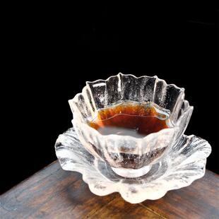 冰冻烧琉璃茶杯女士主人杯雪莲杯大容量茶盏杯垫品茗杯花信闻香杯
