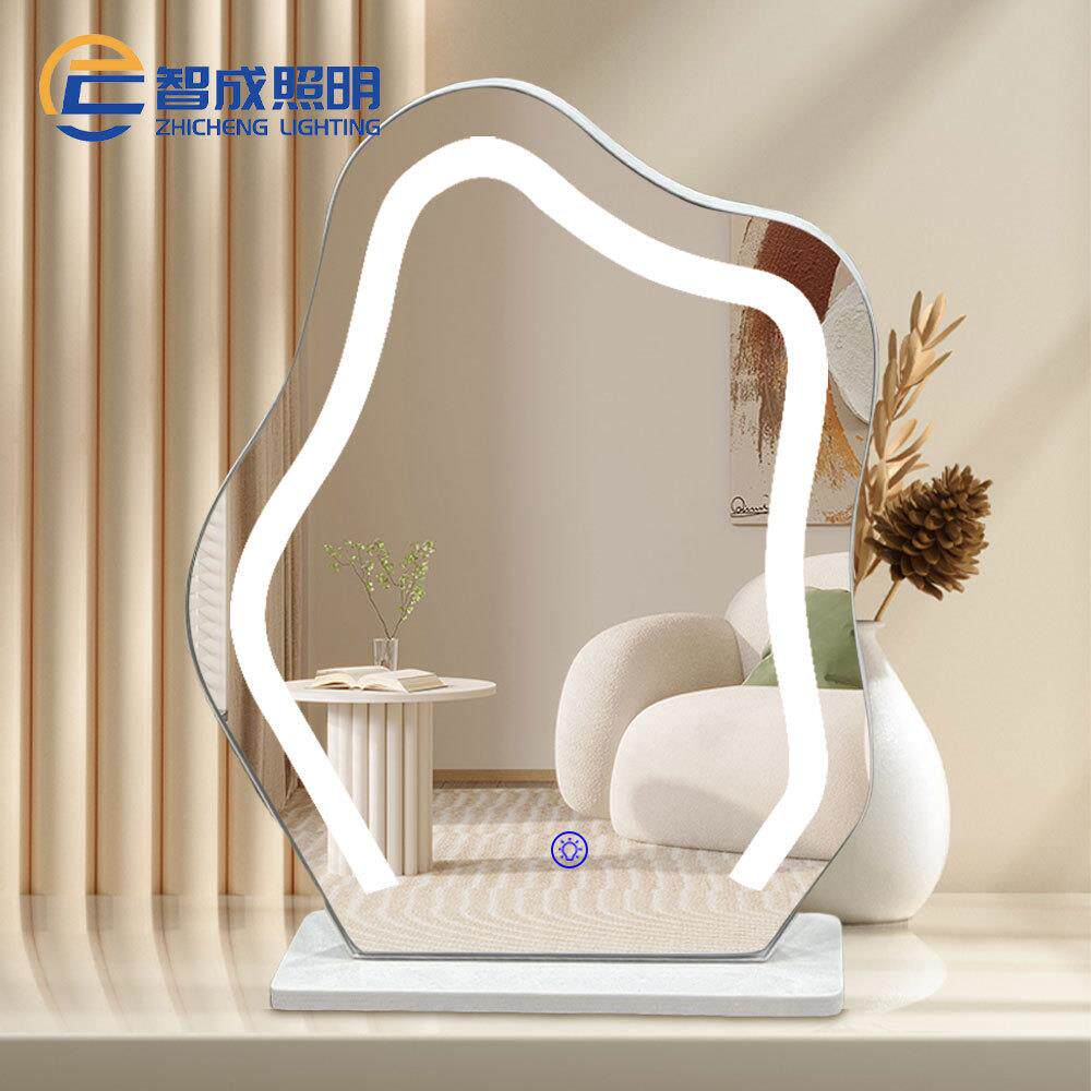 网红云朵化妆镜子台式LED桌面卧室带灯梳妆镜家用智能补光化妆镜