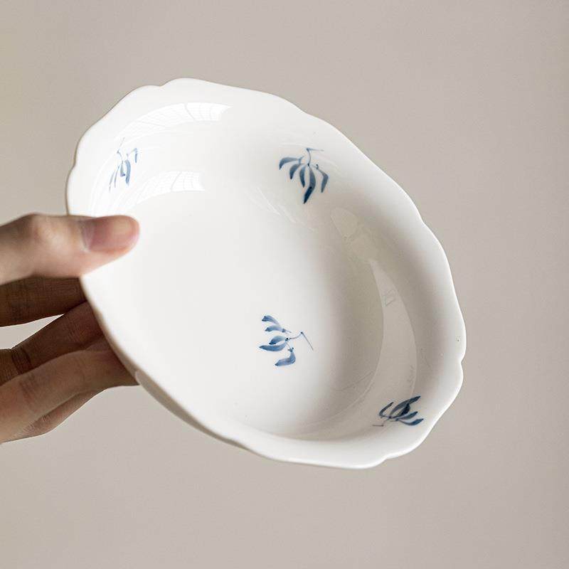 釉下彩纯手绘兰花陶瓷壶承干泡台养壶垫家用简约可蓄水茶壶垫茶具