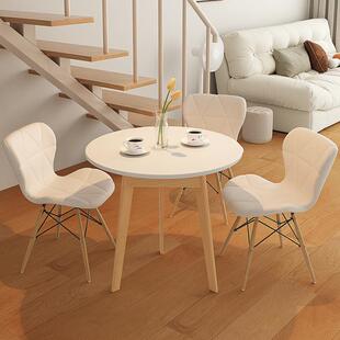 餐桌商用奶茶店桌子接待桌椅组合洽谈办公小圆桌子出租屋用桌椅H^