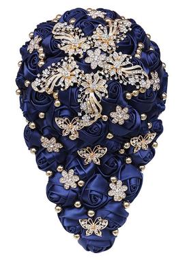 瀑布流苏结婚新娘伴娘手捧花欧美水晶仿真手捧花婚庆用品W310