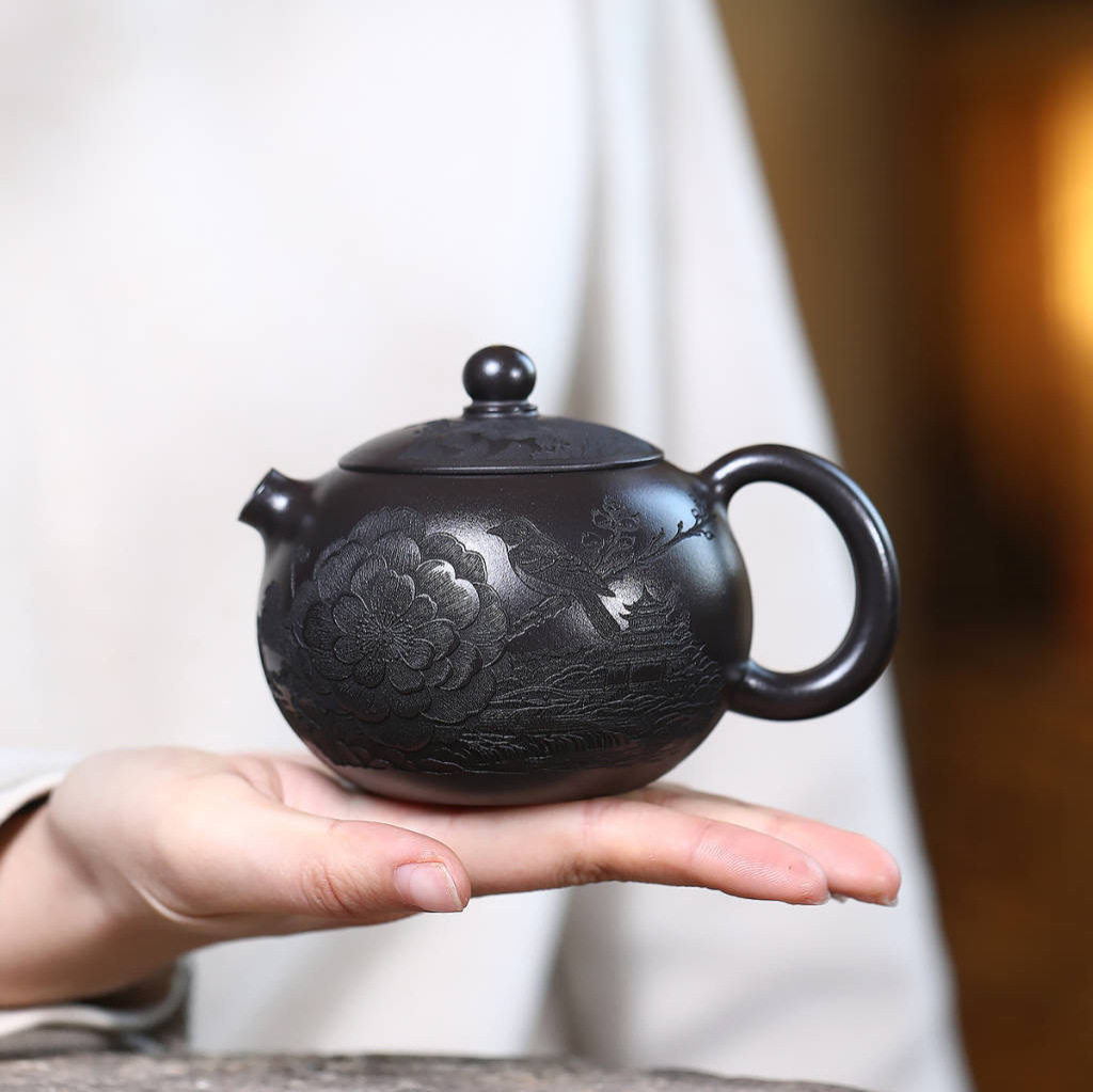 河豚西施无添加黑料手工刻字画小巧可爱茶具名家紫砂壶宜兴功夫壶