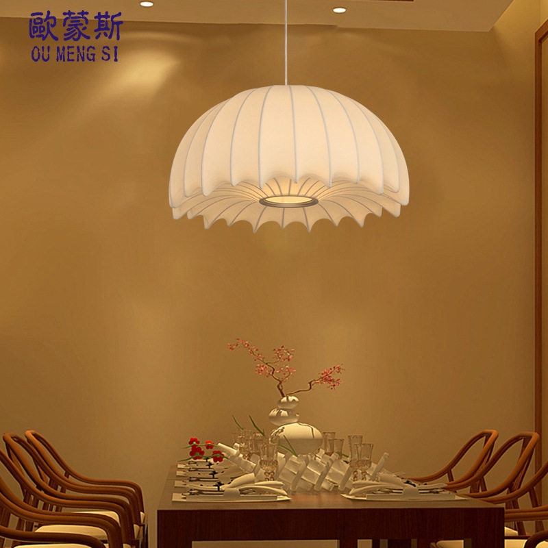 中式蚕丝水母圆三头餐厅吊灯