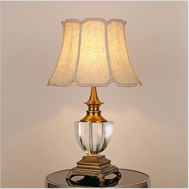 美式高档K9水晶卧室客厅台灯落地灯简约时尚书房床头家用装饰灯具