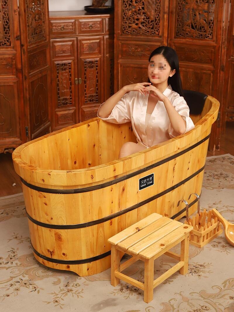 木桶泡澡桶成人全身大人洗澡桶家用实木沐浴桶加高洗浴桶浴盆瑶浴