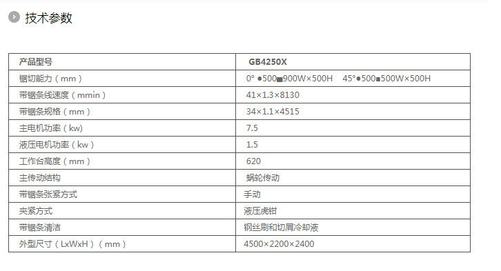 供应浙江锯力煌旋转卧式带锯床GB4250x青岛中大机电售