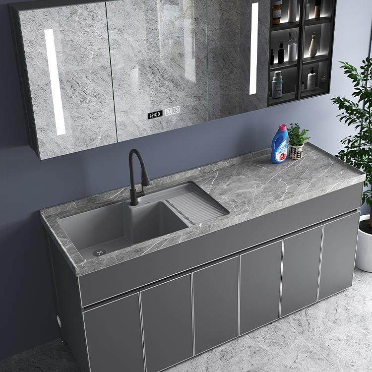 岩板太空铝合金阳台洗衣机一体柜组合露台洗衣池洗手台盆花园定