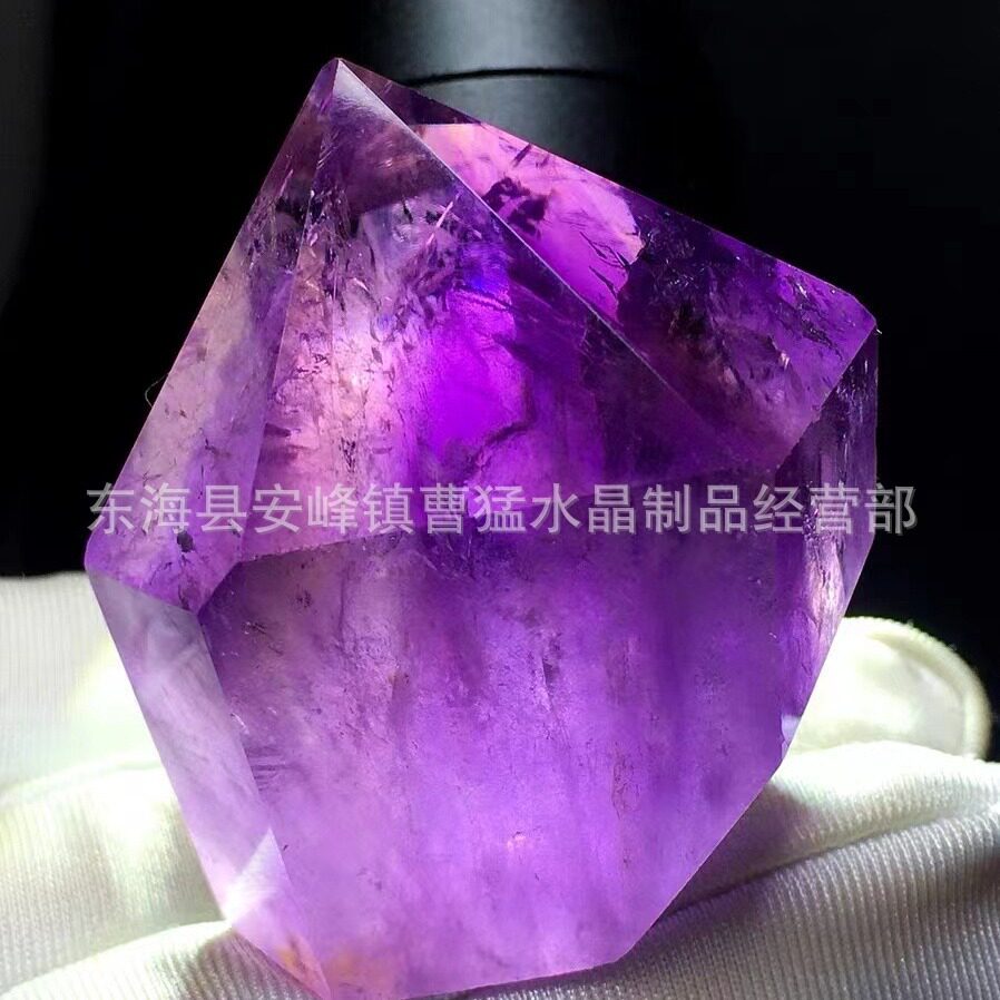 紫水晶原石打磨骨干柱子居家摆件