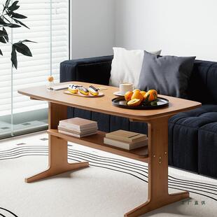 茶几客厅家用小户型现代简约茶桌双层可吃饭日式60cm加高腿小茶台