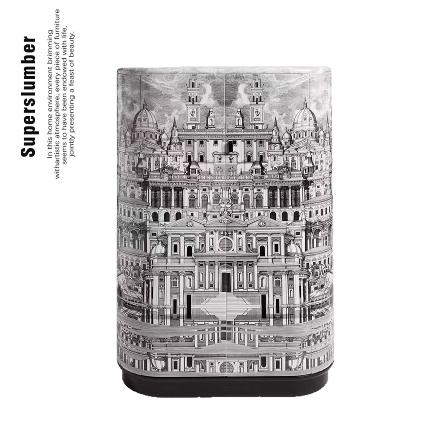 复古建筑手绘餐边柜高端别墅家用装饰柜创意设计师款多功能储物柜
