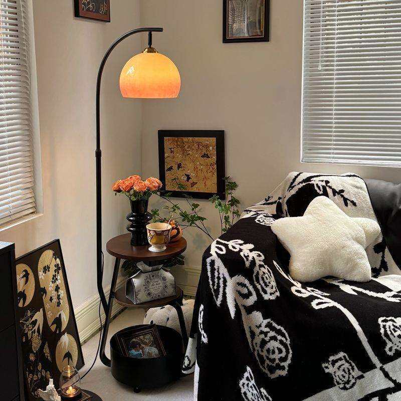 中古风柚子落地灯客厅沙发旁氛围感茶几美式复古卧