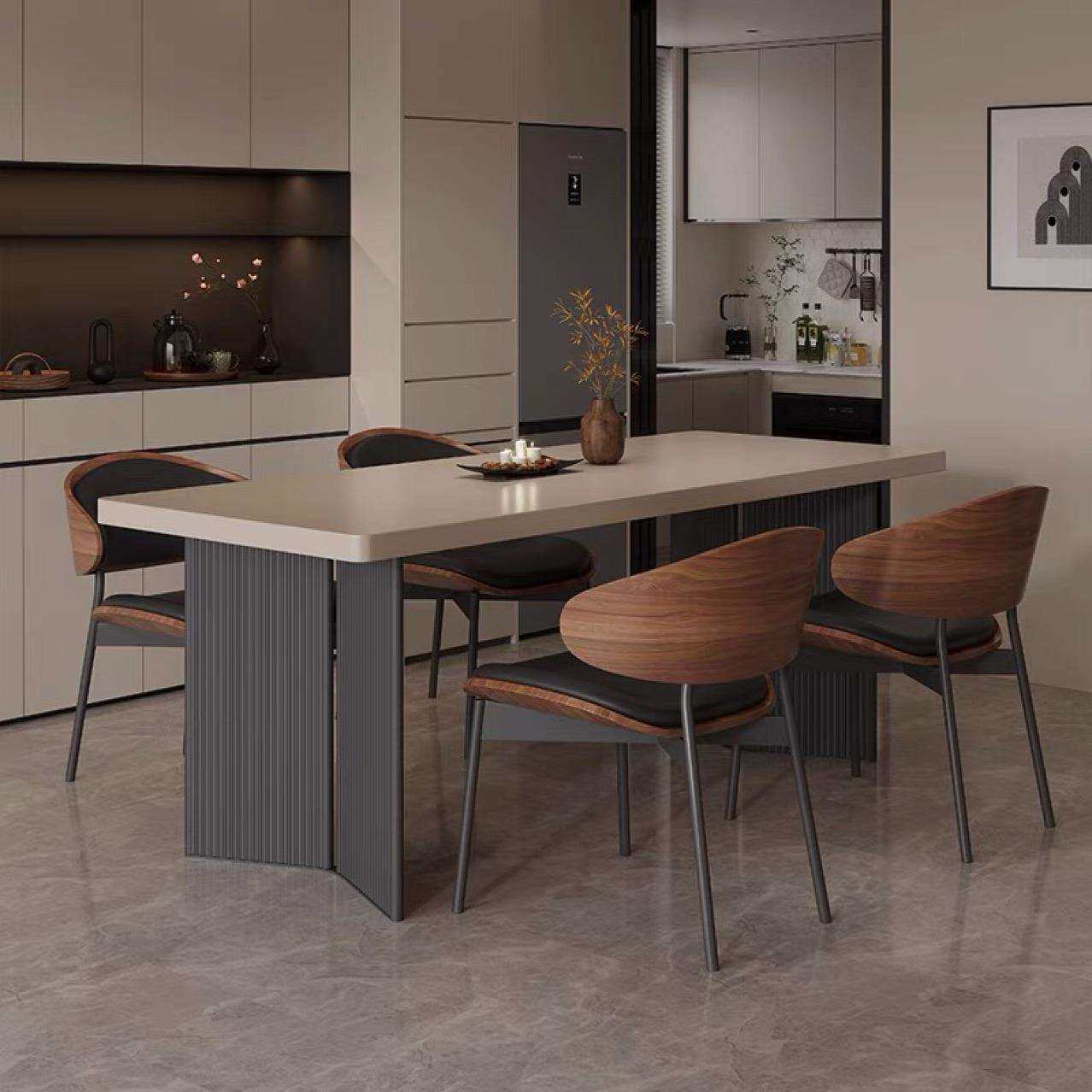 加厚岩板餐桌椅组合咖色意式极简大户型高端家用简约现代新款饭桌,收纳整理,烫衣板及配件,淘宝优惠券,粉丝福利购,淘宝优惠卷