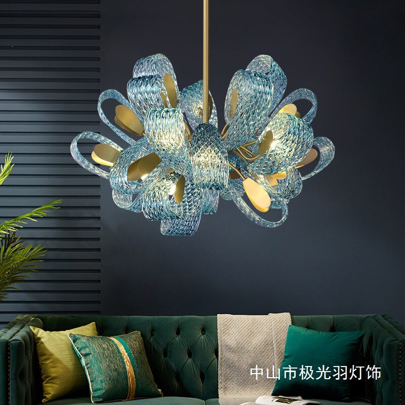 轻奢客厅吊灯后现代设计师卧室书房创意个性餐厅法式彩色玻璃吊灯