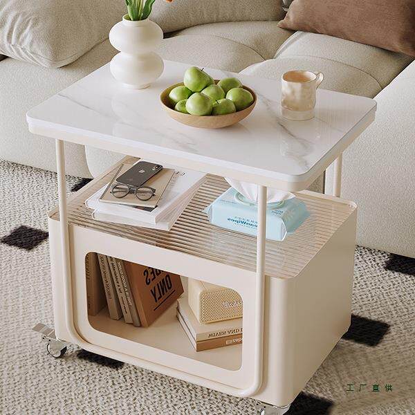 意式北欧边几侧边柜奶油风客厅沙发茶几小桌子可移动小推车床头柜