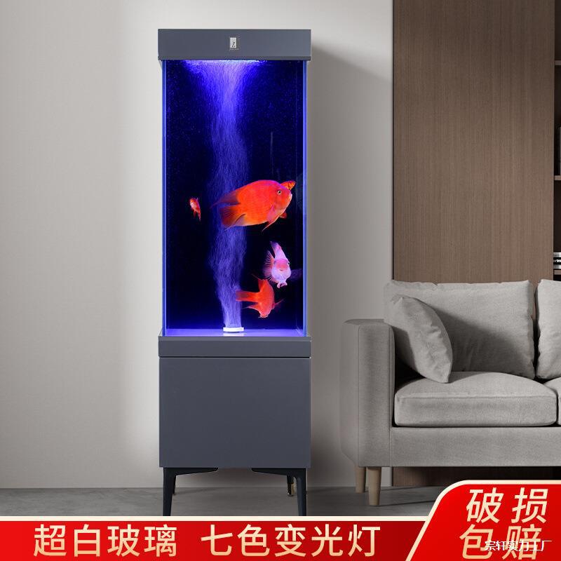 2025新款超白玻璃立式鱼缸落地客厅免换水循环底背过滤带柜子一体