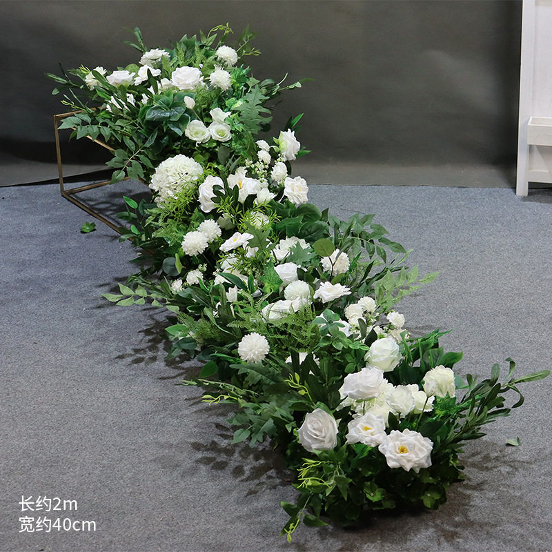 新款仿真花排商场布置橱窗展厅装饰长排花西式婚礼长桌摆放长条花