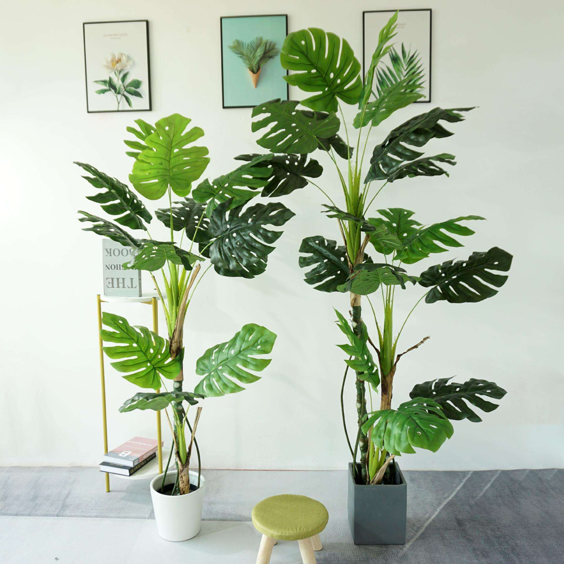 北欧风仿真植物龟背竹盆栽芭蕉叶假绿植庭院摆件家居室内景观盆景