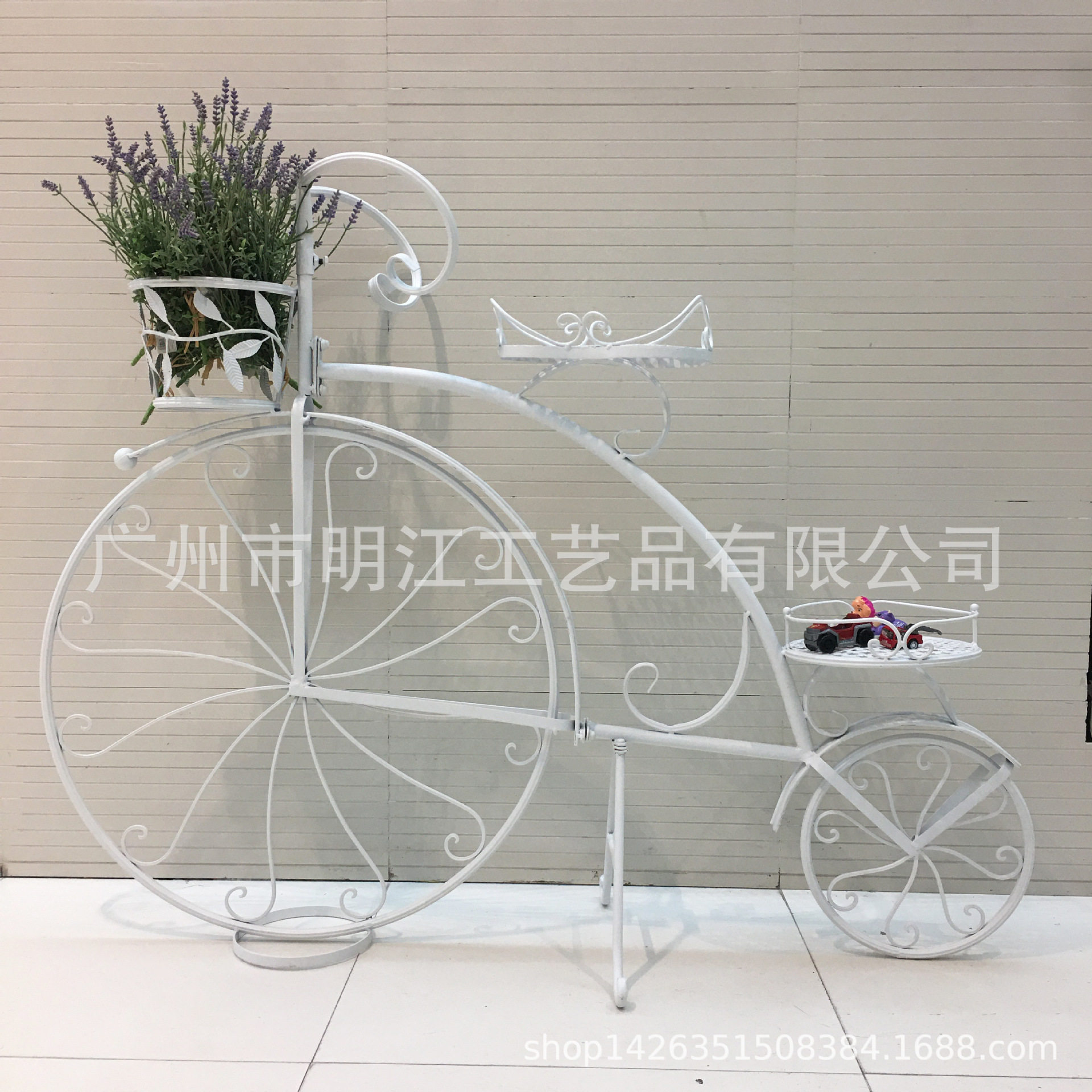 金属大型摆件创意欧式自行车花架多层花盆架阳台庭院橱窗装饰品
