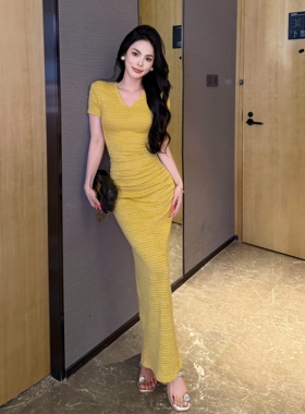 新款法式甜美初恋巨好看的连衣裙女夏装独特漂亮掐腰裙