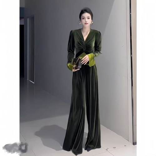 秋冬新款休闲小香高级气质名媛小众显瘦褶皱拼接设计感裤子套装女