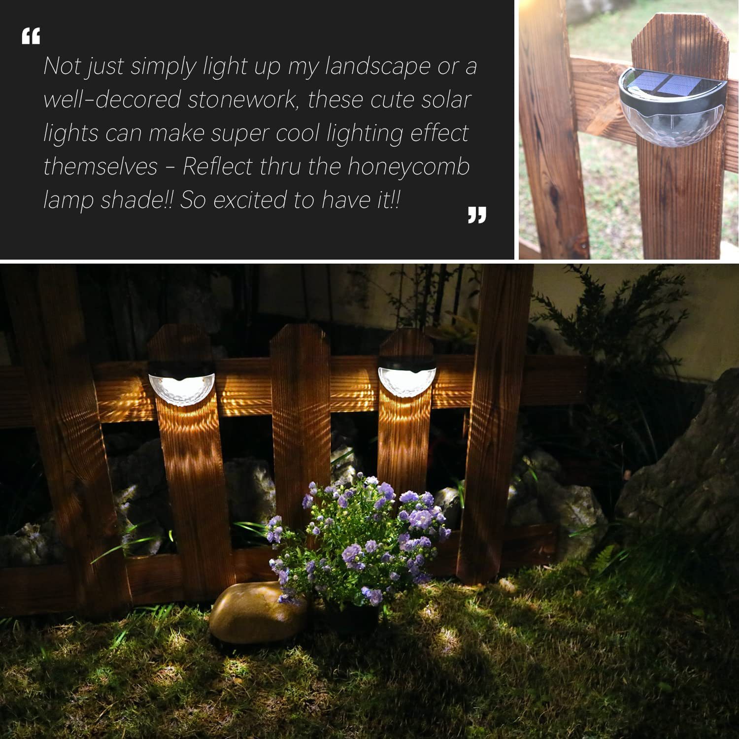 太阳能6LED半圆篱笆灯户外光影小夜灯黑白色壁灯贴片水滴楼梯灯