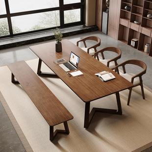 2025新款北欧客厅大书桌办公桌简约双人学习桌实木长桌子工作台