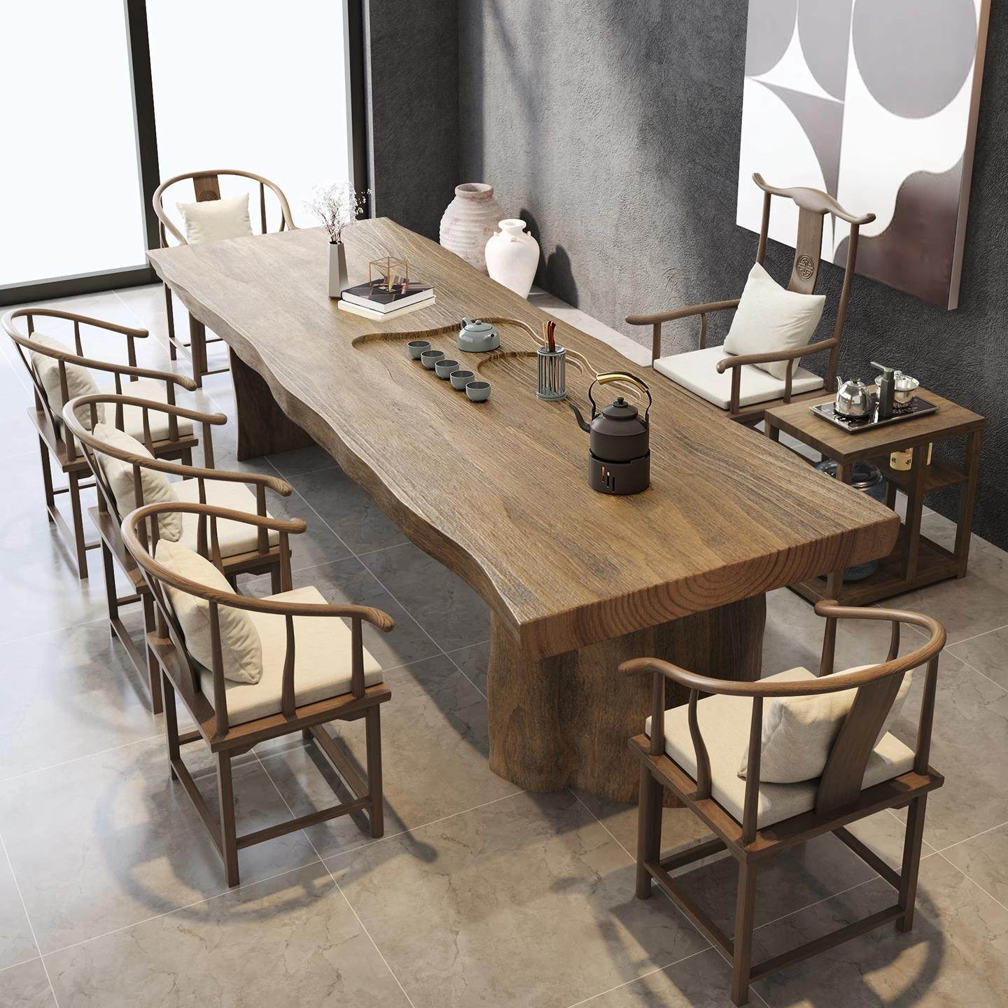 大板实木茶桌2025新款高端新中式茶桌椅组合茶几客厅家用茶台原木,住宅家具,茶几,淘宝优惠券,粉丝福利购,淘宝优惠卷