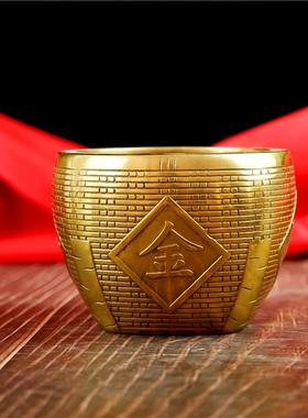 纯铜纹丰盈铜缸家居饰品书桌书房财富饰品开启乔装财富