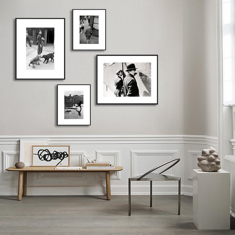 布列松现代简约大师黑白摄影艺术照片北欧风挂画酒吧客厅装饰画图片