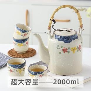 家用茶水壶防爆 手绘陶瓷茶壶大容量青花瓷凉水壶超大号冷水壶夏季
