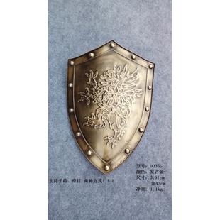 欧洲中世纪复古罗马盾牌金属铁壁挂古代盾牌装饰十字军骑士盔甲盾