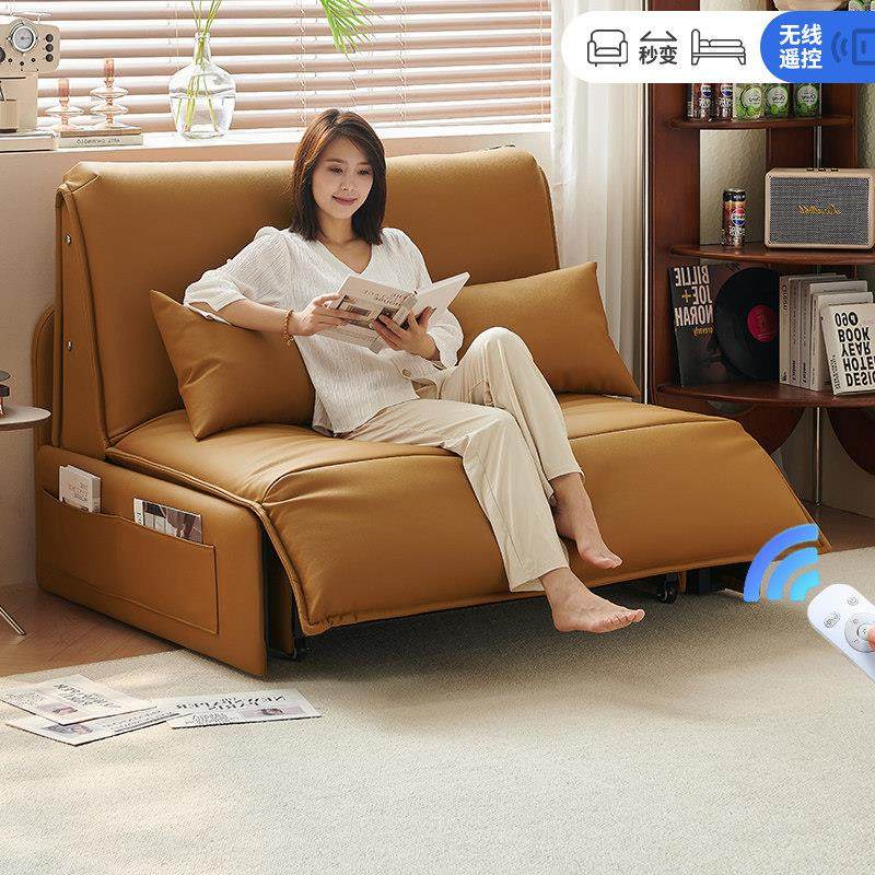 电动沙发床多功能两用可折叠书房卧室推拉伸缩可储物轻奢现代单人