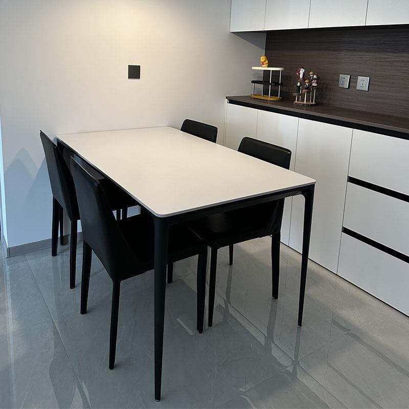 现代简约岩板餐桌极简桌椅组合小户型长方形家用铝合金饭桌桌子
