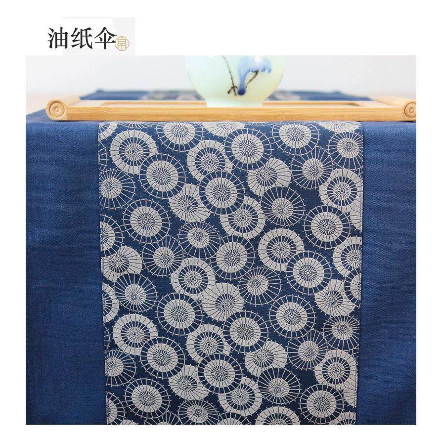 新中式蓝印花棉麻桌旗禅意餐桌吃饭桌垫茶席台布茶几装饰床旗粗布,居家布艺,桌旗,淘宝优惠券,粉丝福利购,淘宝优惠卷