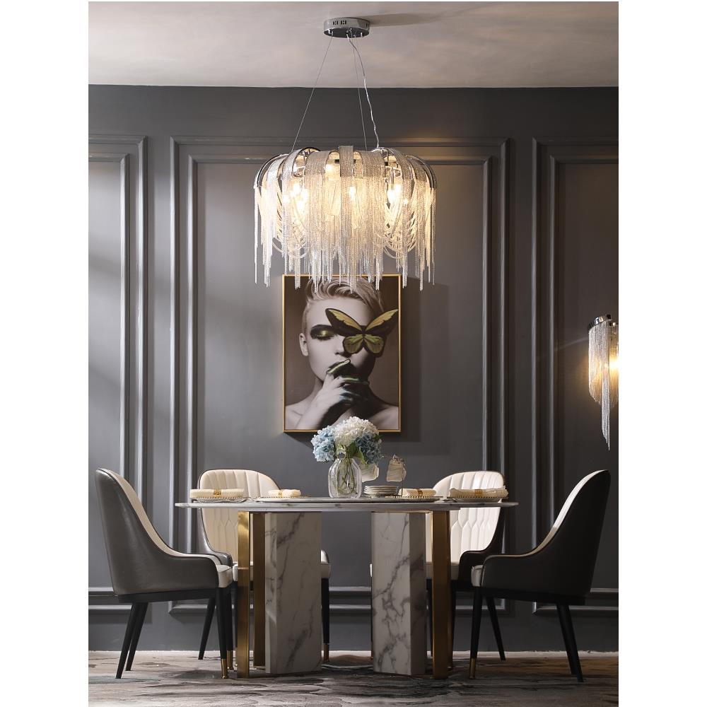 设计师时尚优雅的客厅艺术吊灯后现代创意餐厅灯豪华酒店双面流苏
