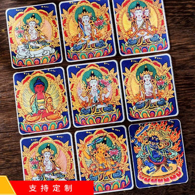 描金唐卡画扎基拉姆前世今生八大守护狐狐手绘唐卡画芯专用画布