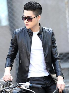宁男士皮衣加机绒韩版青年车帅气男款真海皮羊软绵皮夹克T18832#