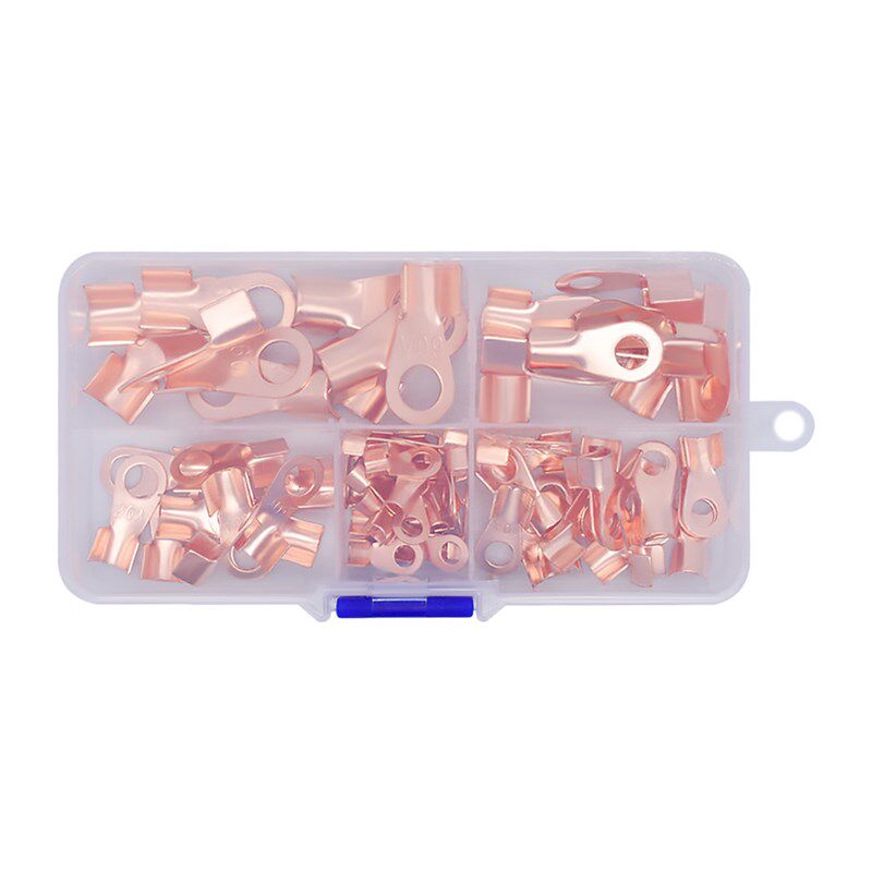 OT开口鼻紫铜接线电线铜接线端子组合盒套装共80只冷压接线端子