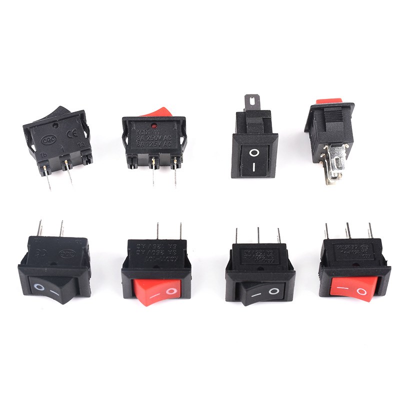 KCD5/11微型小船形开关 船型翘板电源铜脚铁脚3脚2档2脚 黑色红色